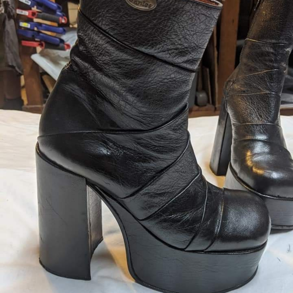 Vintage leather platform boots